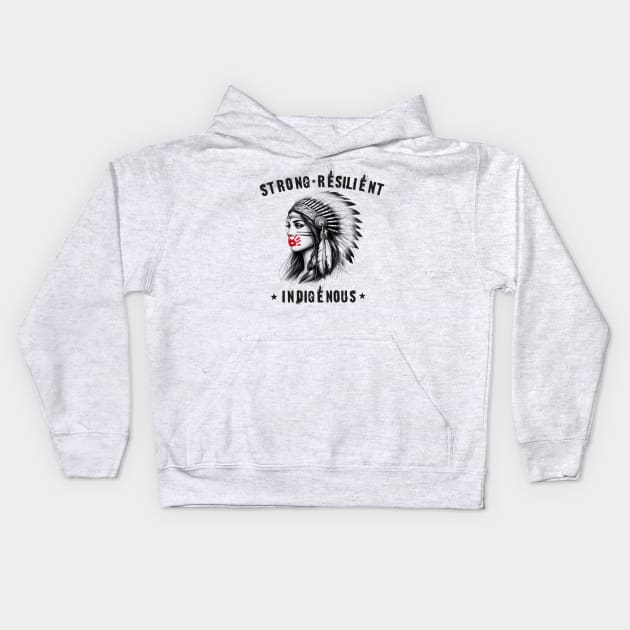 Strong Resilient Indigenous, I Wear Red For My Sisters, Justice For MMIW Kids Hoodie by GreenSpaceMerch